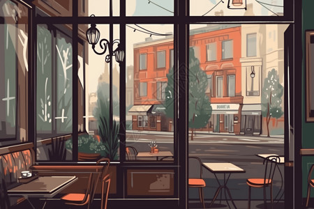 现代咖啡馆艺术插图图片