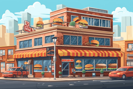 连锁零售快餐连锁餐厅艺术插图插画
