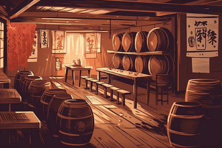 传统的葡萄酒传统居酒屋插图插画