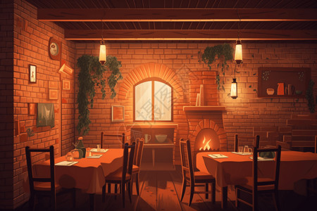 餐厅内部艺术插图背景图片