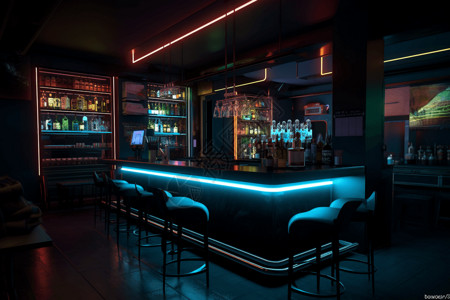酒吧俱乐部科技感酒吧区设计图片