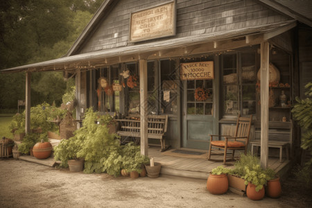 花店小屋老式乡村木屋图背景