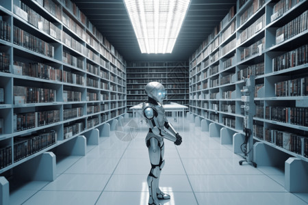 片刻沉默沉默的机器人图书馆员设计图片