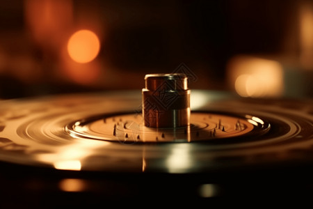 黑胶唱盘唱片上的音频插孔设计图片