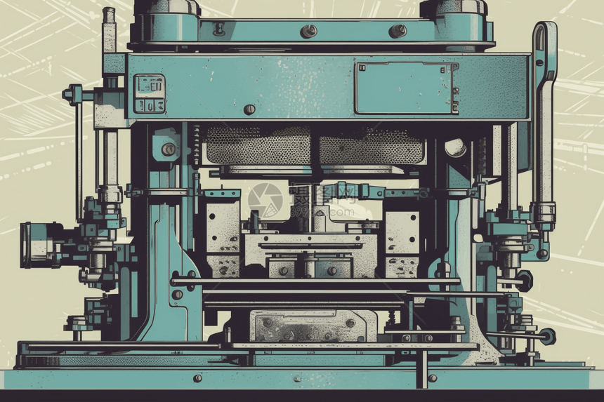工厂冲压机的特写插图图片
