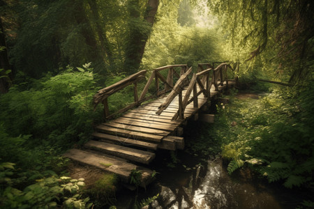 乡村河流上的老式木桥图背景图片