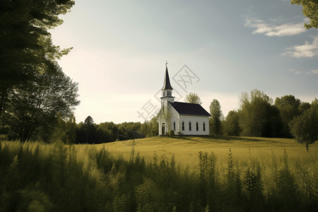 宁静的乡村教堂图图片