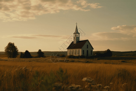 宁静的乡村教堂场景图片