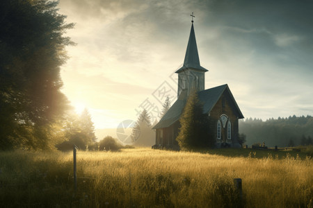 宁静的乡村教堂图片