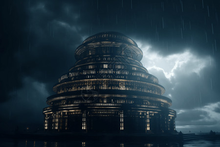 雅典娜神庙雨后黑色的庙宇设计图片