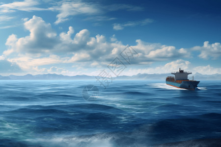 货船在海洋中行驶图片