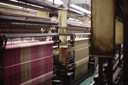 纺织厂内部主轴织机高清图片