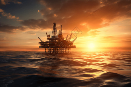 石油海上钻井平台概念图背景图片