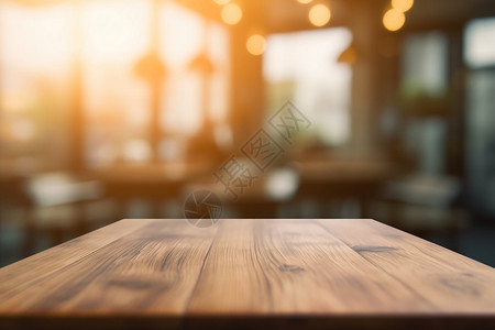 咖啡店棕色木桌背景图片