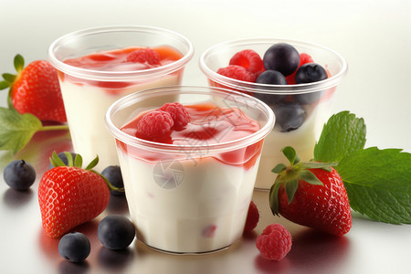 莓果酸奶杯小奶油杯高清图片