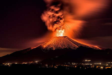 火上爆发火山熔浆爆发背景