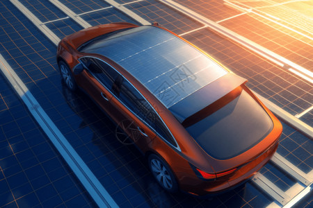 安装了太阳能电池板的汽车车顶背景图片