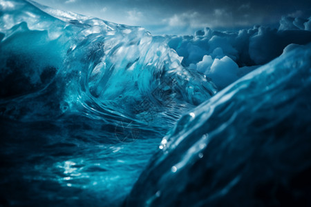 蓝色北极美丽的冰山景色设计图片