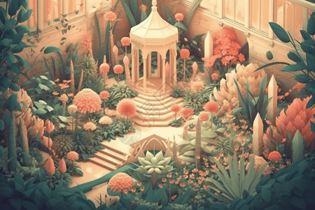 植物园的艺术表现形式插画