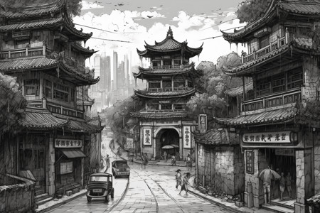中式城门建筑图片