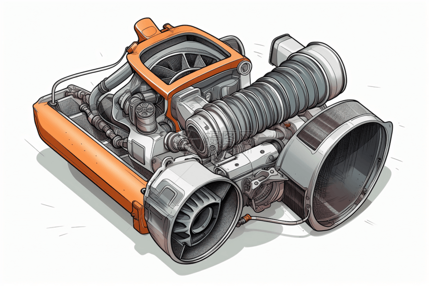 白色背景下的汽车进气系统图片