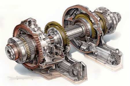外壳白色背景下的汽车差速器插画