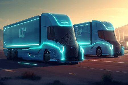 公路上的大卡车科技感汽车行驶在公路上设计图片
