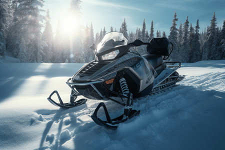 雪橇运动雪地上奔跑的雪地车设计图片