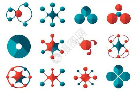 抽象分子标识集合插图背景图片