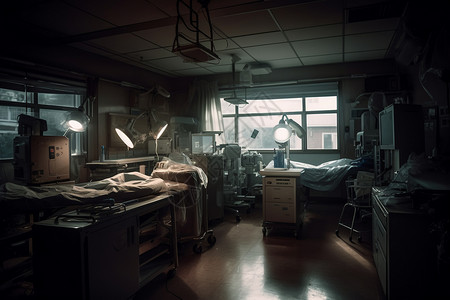 手术室的长镜头背景