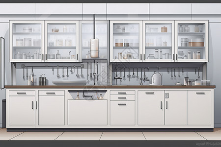 厨房储物柜化学实验室插画