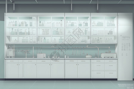 化学分析化学物品储物柜插画