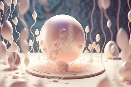 生命细胞美丽的生育概念3d渲染插画