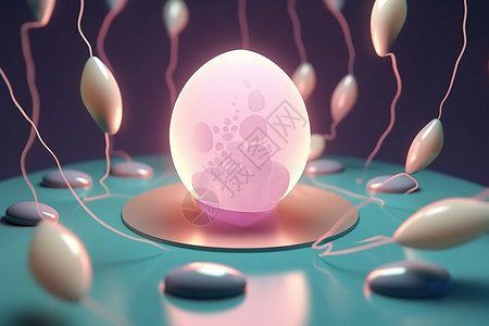 生命细胞3d渲染的生育概念插画