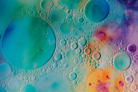 彩色气泡泡带有油泡的抽象水彩涂料设计图片