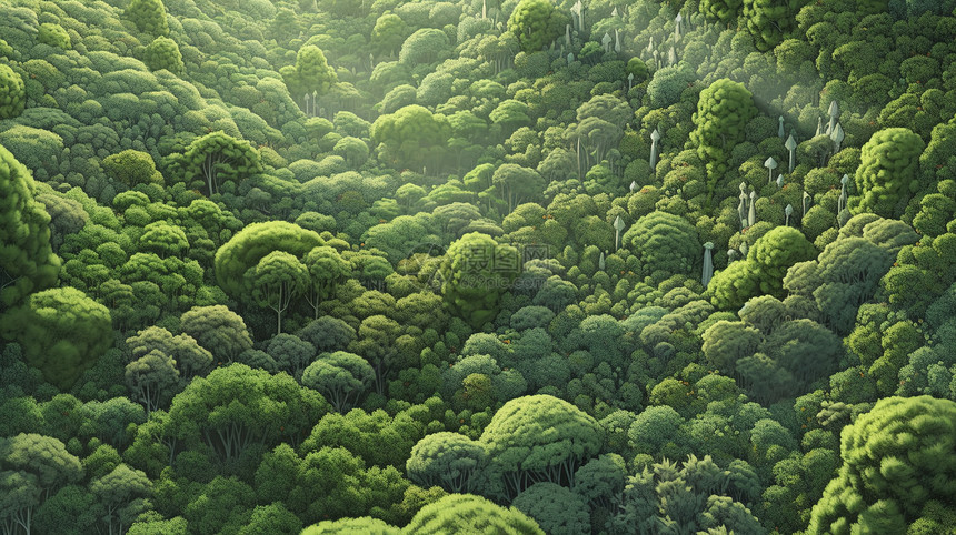 郁郁葱葱的绿色森林图片