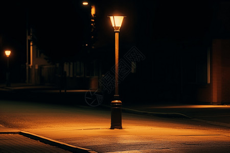 夜晚的路灯图片