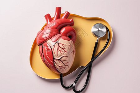 听诊器和心脏模型图片