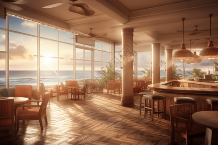 海滨海景热带沙滩海滨酒店餐厅设计图片