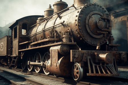 老式蒸汽机火车头背景图片