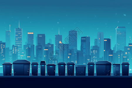 城市生活垃圾智能垃圾分类插画
