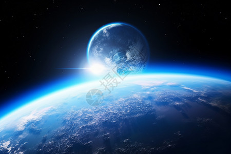 蓝色星球和太空背景图片
