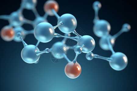 球链接三维分子结构展示插画