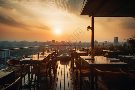 餐厅令人惊叹的城市风景高清图片