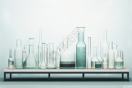 平面玻璃实验室设备插画