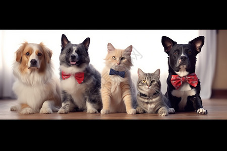 可爱的时尚猫狗团队图片