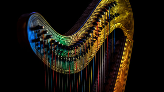 多彩的竖琴乐器高清图片