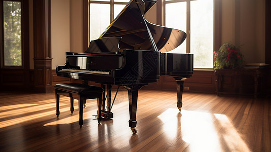 室内演奏场地的钢琴图片