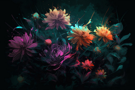 彩色花朵绘画艺术背景图片