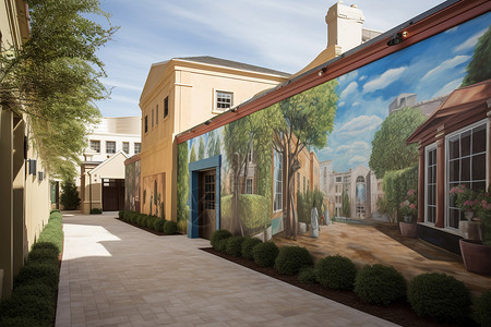 美术馆的涂鸦围墙背景图片